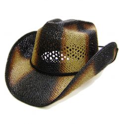 Modestone Men's Tiger Stripes Straw Hat Black Orange/Brown