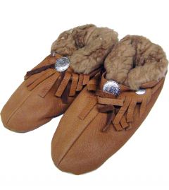 Modestone Kids Native Dancer Genuine Deerskin Moccassins 3-5 yrs Brown