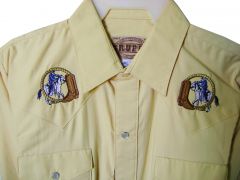 Modestone Men's Embroidered Long Sleeve Shirt Boot Cowboy Horse Rope M Yellow