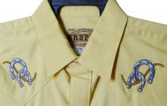 Modestone Men's Embroidered Long Sleeve Shirt Horseshoe Rope Yellow
