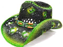 Modestone Unisex St Patrick's Day Favorite Straw Cowboy Hat Green & Black