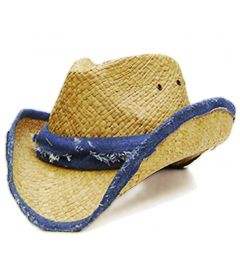 Modestone Men's Straw Cowboy Hat Beige