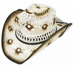 Modestone Women's Summery Cool Straw Cowboy Hat White Black