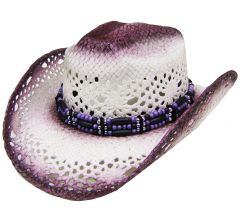 Modestone Women's Straw Cowboy Hat Purple