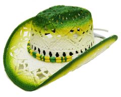 Modestone Women's St Patrick's Day Favorite Straw Cowboy Hat Green & Off-white