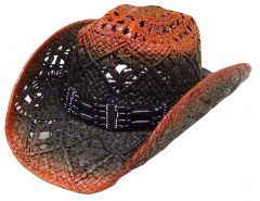 Modestone Men's Straw Cowboy Hat Orange & Black