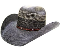 Modestone Unisex Straw Cowboy Hat Metal Concho & Studs Hatband Black