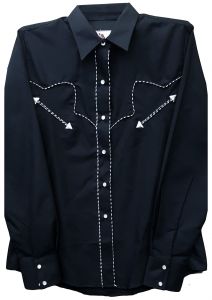 Modestone Women's Long Sleeved Fitted Western Shirt Dotted Piping Black