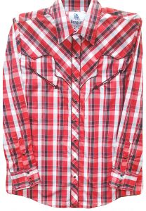 Modestone Men's Checked Fitted Western Shirt Red
