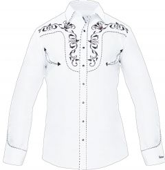 Modestone Men's Embroidered Fitted Western Shirt Filigree White