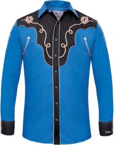 Modestone Men's Embroidered Fitted Western Shirt Filigree Blue