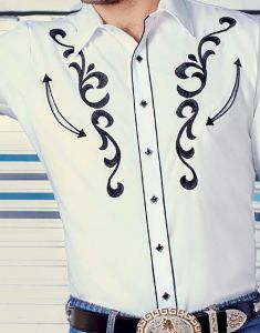Modestone Men's Embroidered Fitted Western Shirt Filigree White