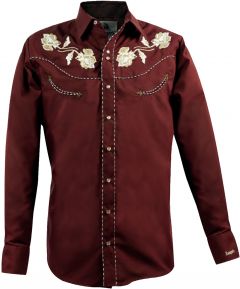 Modestone Men's Long Sleeved Fitted Western Shirt Filigree Embroidered