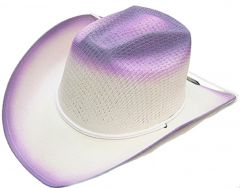 Modestone Men's Cool Straw Cowboy Hat White & Purple