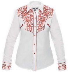 Modestone Women's Embroidered Fitted Western Shirt Floral White