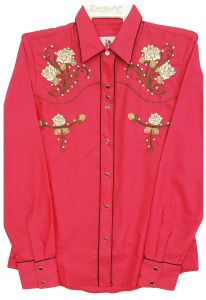Modestone Women's Embroidered Fitted Western Shirt Floral Fushia