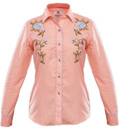 Modestone Women's Embroidered Long Sleeved Fitted Western Shirt Rose Pink