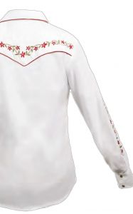 Modestone Women's Embroidered Long Sleeved Fitted Western Shirt Floral White