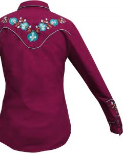 Modestone Women's Embroidered Long Sleeved Fitted Western Shirt Floral