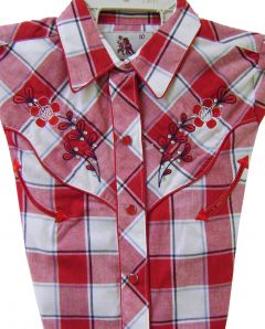 Modestone Girl's Embroidered short sleeve Shirt Floral Red