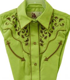 Modestone Girl's Embroidered Long Sleeve Shirt Floral Green