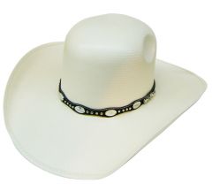 Modestone 100X Traditional Bangora Rodeo Straw Cowboy Hat White