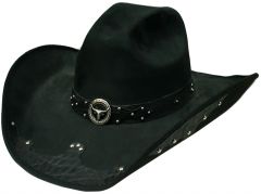 Modestone ''Felt Feel'' Cowboy Hat Leather-Like Appliques Studs Black
