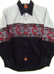 Modestone Men's Long Sleeve Shirt Lustrous Fabric Horse S Black