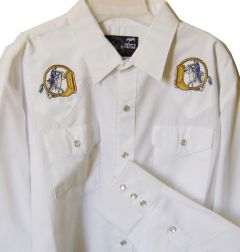 Modestone Men's Embroidered Long Sleeve Shirt Cowboy Horse Rope 44 White