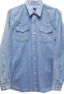Modestone Men's Long Sleeve Shirt Denim M Blue