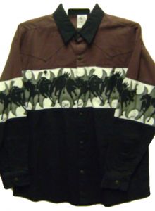 Modestone Men's Long Sleeve Shirt Herd Of Horses M Brown