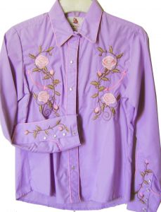 Modestone Women's Embroidered Long Sleeve Shirt Floral Filigree S Purple