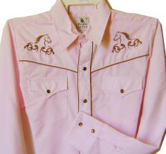 Modestone Girl's Embroidered Long Sleeve Shirt Horse Head Filigree 14 Pink