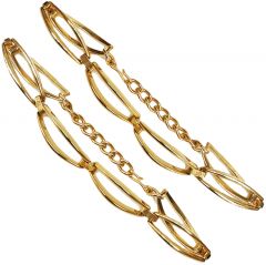 Modestone Women Fashion 2 X Metal Boot Anklet Chain Bracelet Oval Adjustable