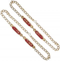 Modestone Women Fashion 2 X Metal Boot Anklet Chain Bracelet Red Adjustable