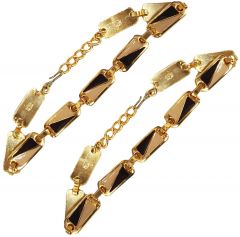 Modestone Women Fashion 2 X Metal Boot Anklet Chain Bracelet Brown Adjustable