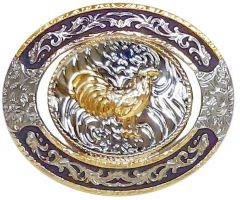 Modestone Nickel Silver Trophy Belt Buckle Rooster 4'' x 3 1/4''