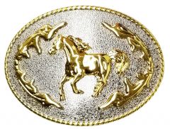 Modestone Metal Frosted Western Belt Buckle Running Horse 3 1/2'' X 2 3/4''