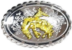 Modestone Metal Mirror Finish Belt Buckle Bronco Horse Rodeo 3 3/4'' X 2 3/4''