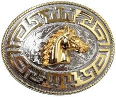 Modestone Nickel Silver Charro Belt Buckle Horse Head 4 1/4'' X 3 1/4''