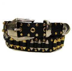 Modestone Men's Bullets Metal Studs Leather Belt 1.5'' Width Black