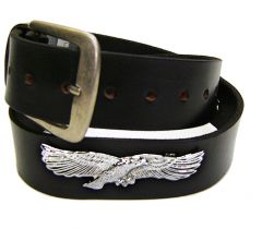 Modestone Men's 3 Eagle Concho Leather Belt 1.5'' Width Black