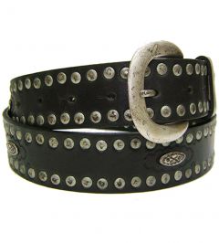 Modestone Men's Studs Leather Belt Conchos Leather Belt 1.5'' Width Black