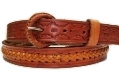 Modestone Men's Embossed Braid Leather Belt 1'' Width Tan