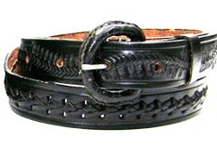 Modestone Men's Embossed Braid Leather Belt 1'' Width Black