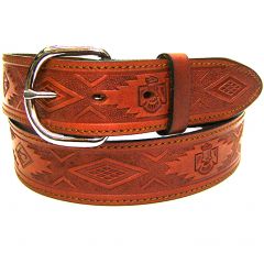 Modestone Men's Eagle Leather Belt 1.5'' Width Tan