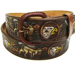 Modestone Men's Eagle Leather Belt 1.5'' Width Brown