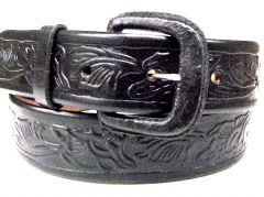 Modestone Men's Embossed Horse Floral Leather Belt 1.5'' Width Black