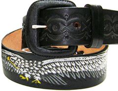 Modestone Men's Hand Painted Eagle Wide Braid Belt 1.5'' Width Black