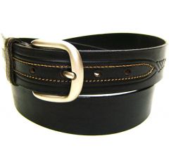 Modestone Men's Embossed Leather Belt 1.5'' Width Black